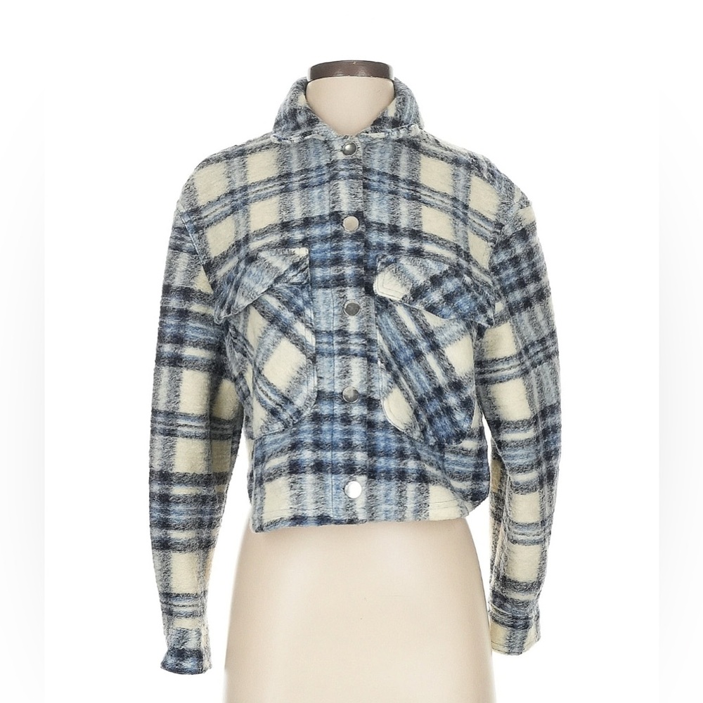 ZARA plaid wool blend cropped shirt jacket shacket